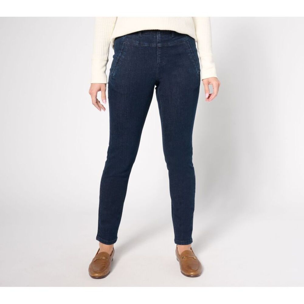 Denim & Co. Women's Petite Pants 4P Indigo Easy Smoothing Jean Blue A699500